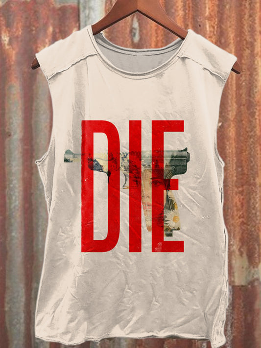 Retro Illustration Art Print Casual Cotton Tank Top