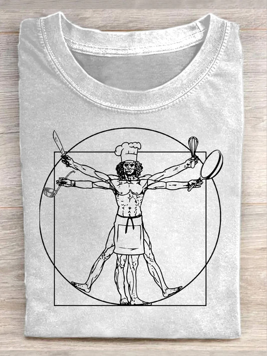 Retro Illustration Art Print Casual T-Shirt