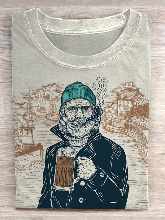 Funny Beer Illustration Art Print Casual T-Shirt