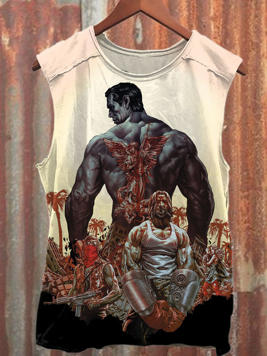 Retro Boxing Club Art Print Casual Cotton Tank Top
