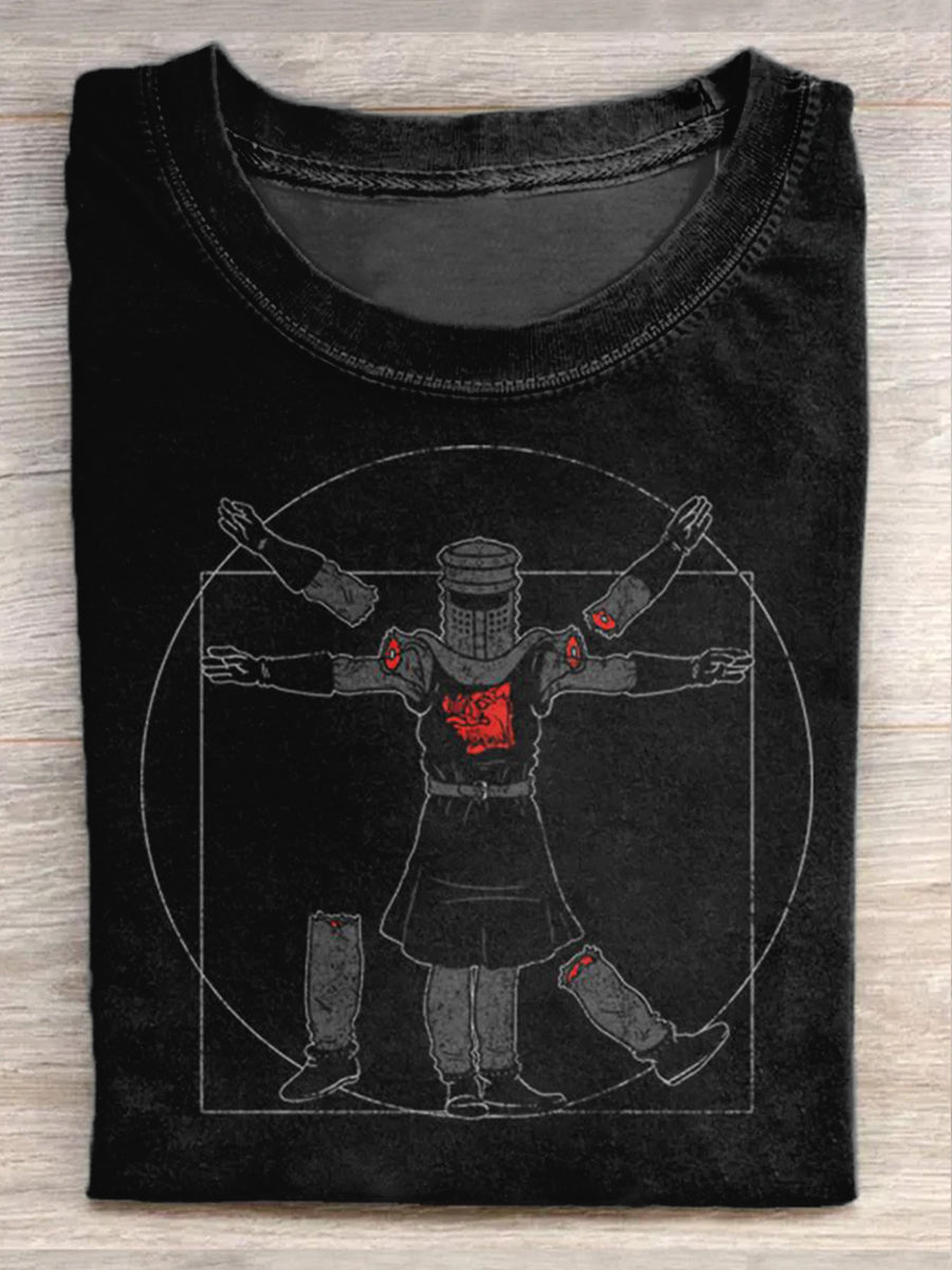 Retro Illustration Art Print Casual T-Shirt