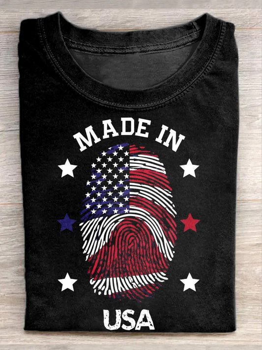 Vintage Independence Day Illustration Art Print Casual T-Shirt
