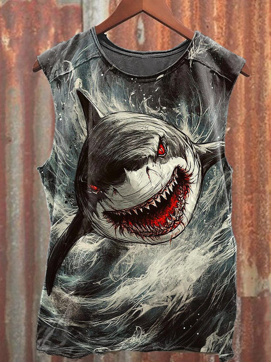 Men's Casual Shark Printed Tank Top