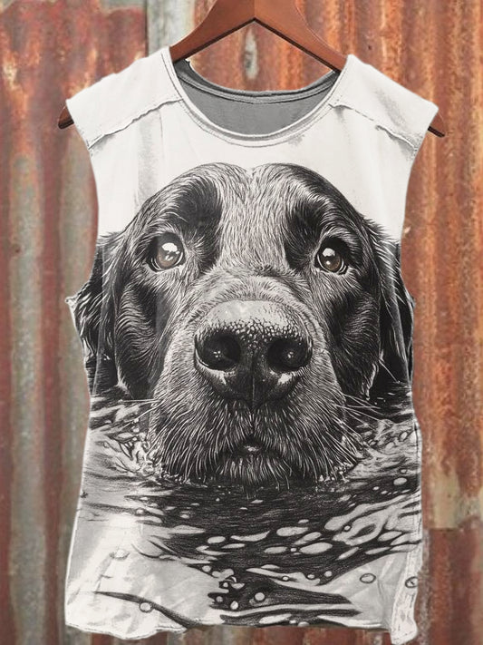 Men's Casual Dog Printed Tank Top