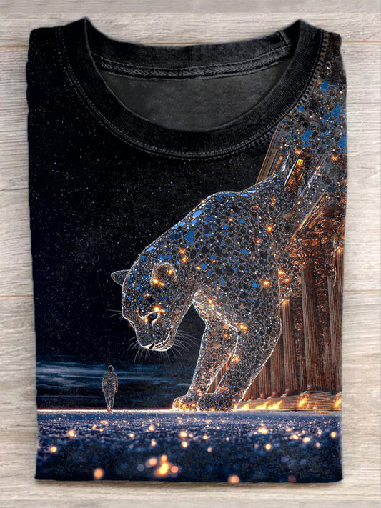 Diamond Panther Illustration Art Print Casual T-Shirt