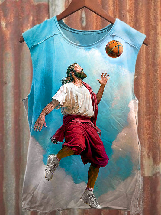 Men's Casual Jesus Printed Tank Top