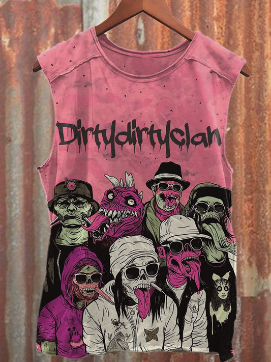 Retro Illustration Art Print Casual Cotton Tank Top