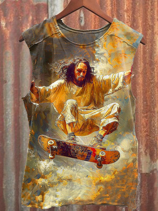 Men's Casual Jesus Printed Tank Top