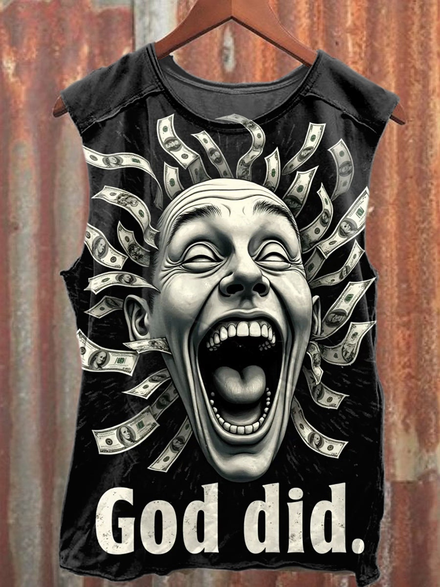 Retro Illustration Art Print Casual Cotton Tank Top