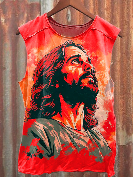 Men's Casual Jesus Printed Tank Top