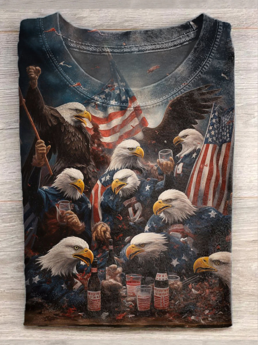 Vintage Independence Day Art Print Casual T-Shirt