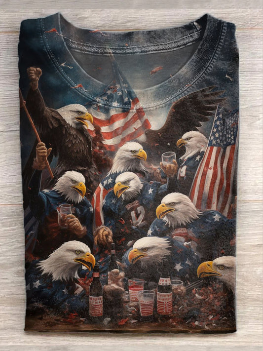 Vintage Independence Day Art Print Casual T-Shirt