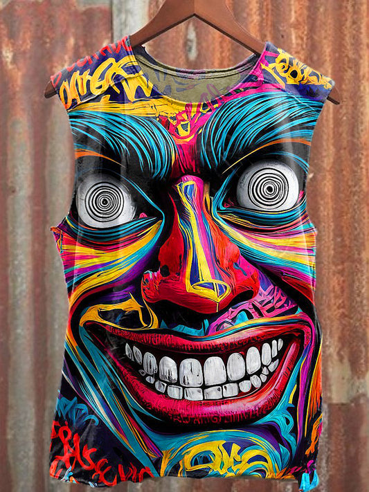 Men's Casual Colorful Smiley Face Printed Tank Top