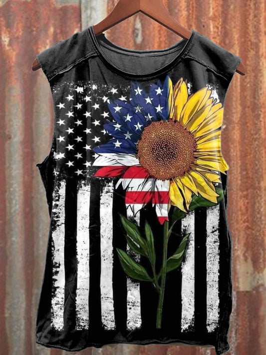 Vintage Independence Day Art Print Casual Cotton Tank Top
