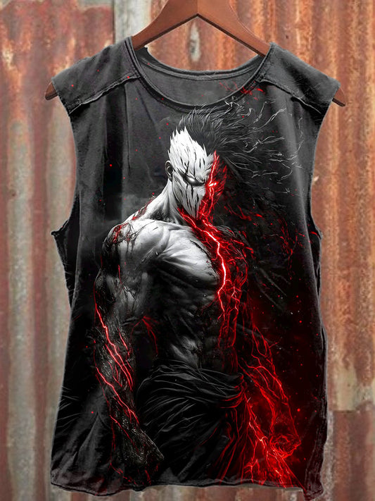 Graffiti Skull Illustration Art Print Casual Cotton Tank Top