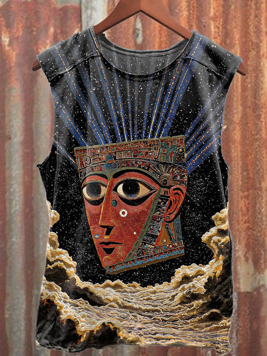Retro Illustration Art Print Casual Cotton Tank Top