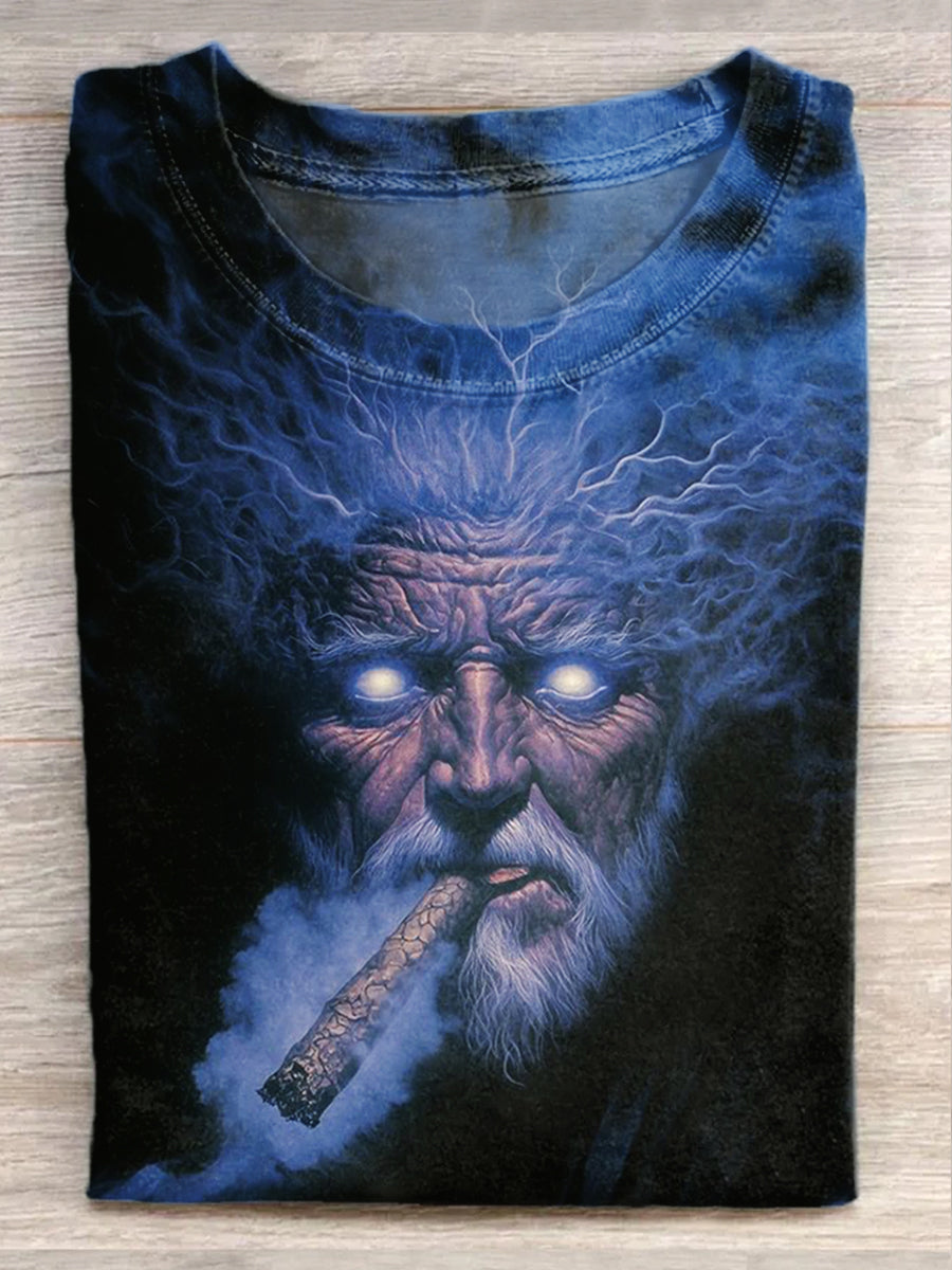 Retro Illustration Art Print Casual T-Shirt