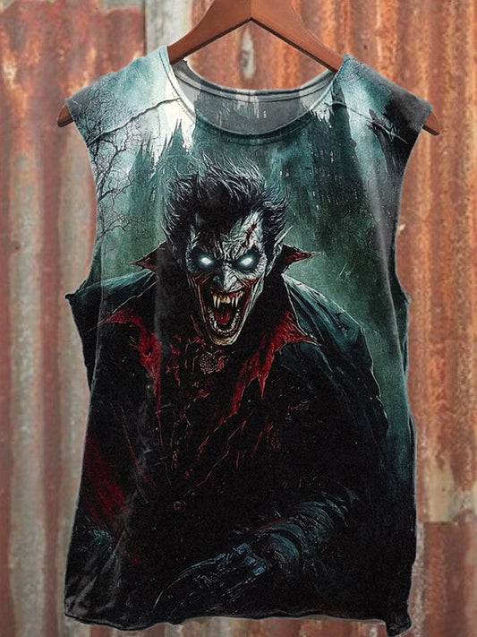 Fierce Monster Print Casual Cotton Loose Tank Top
