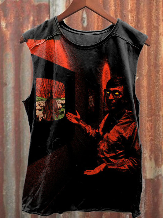 Retro Graffiti Print Casual Cotton Loose Tank Top