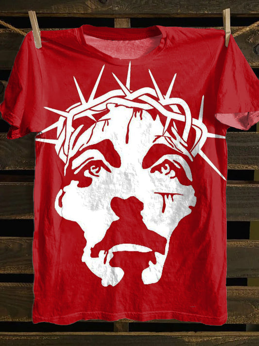 Jesus Printed Vintage Fashion Loose Short Sleeve T-Shirt