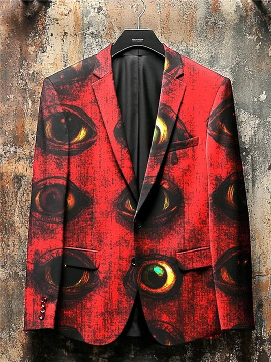 Horrified Eyes Illustration Print Casual Blazer