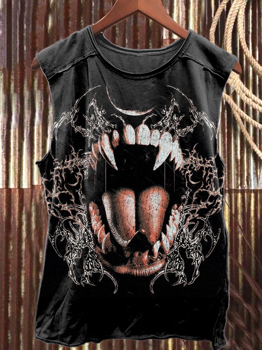 Vintage Graffiti Illustration Casual Loose Tank Top