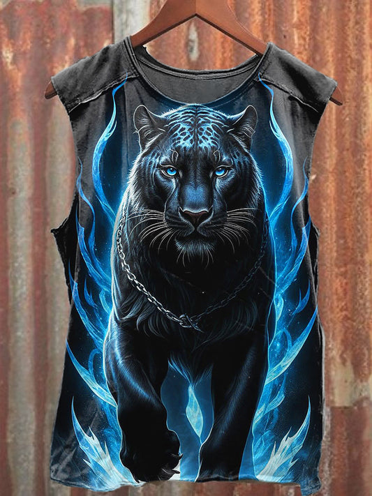 Men's Casual Tiger Printed Tank Top