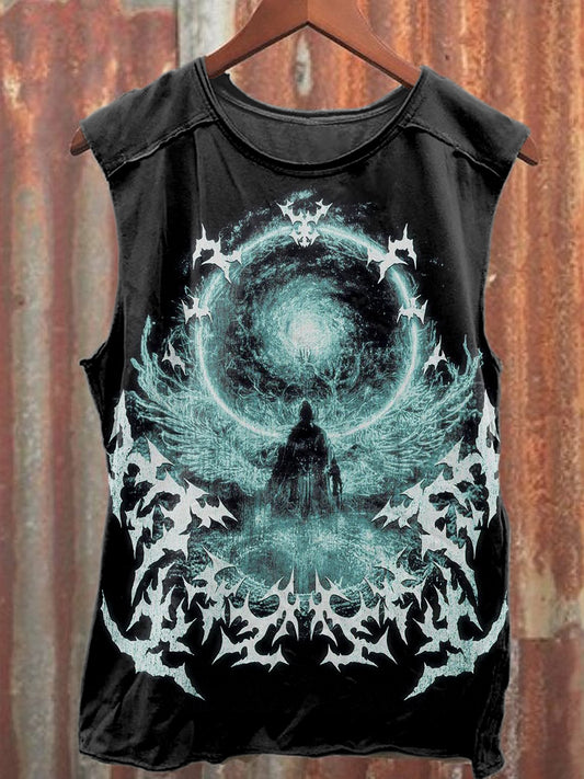 Vintage Graffiti Illustration Casual Loose Tank Top