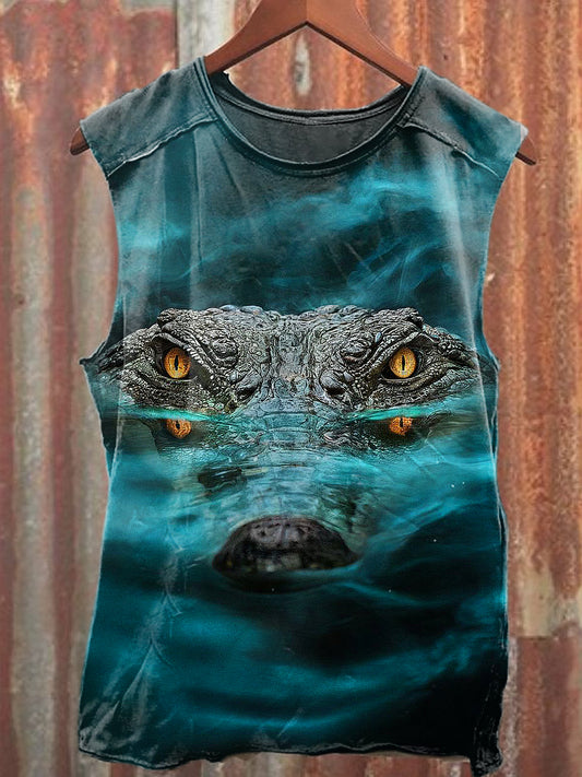 Men's Casual Crocodile Printed Tank Top