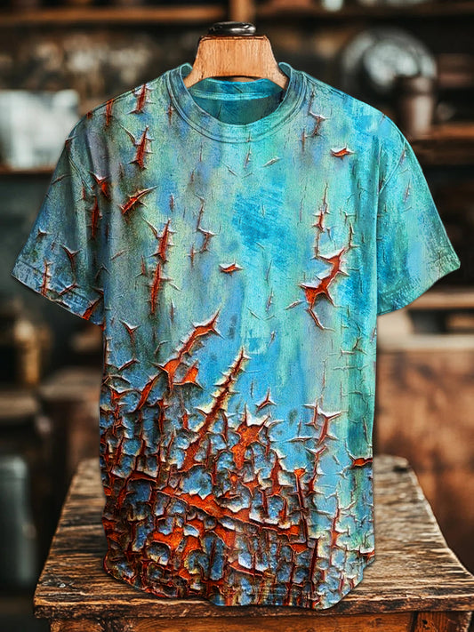 Vintage Geometric Old Print Casual Loose Short Sleeve T-Shirt