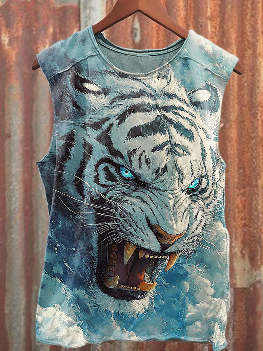 Men's Casual Tiger Printed Tank Top