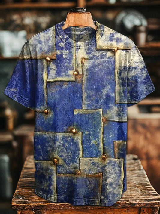 Vintage Geometric Old Print Casual Loose Short Sleeve T-Shirt