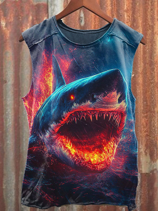 Men's Casual Shark Printed Tank Top