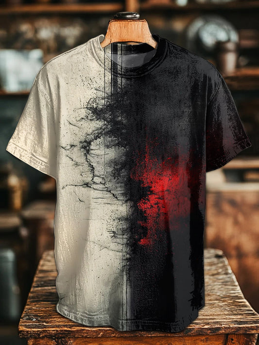 Vintage Geometric Old Print Casual Loose Short Sleeve T-Shirt