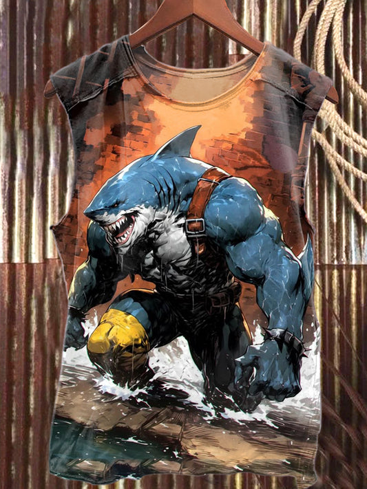 Fierce Shark Art Print Casual Tank Top