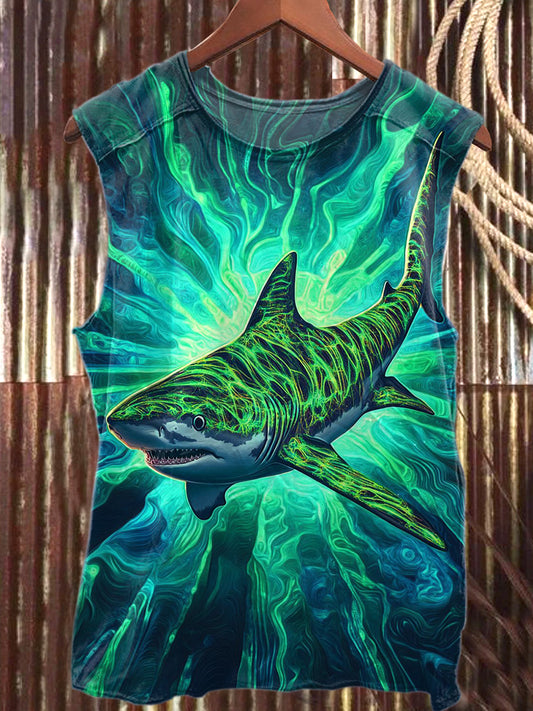 Fierce Shark Art Print Casual Tank Top