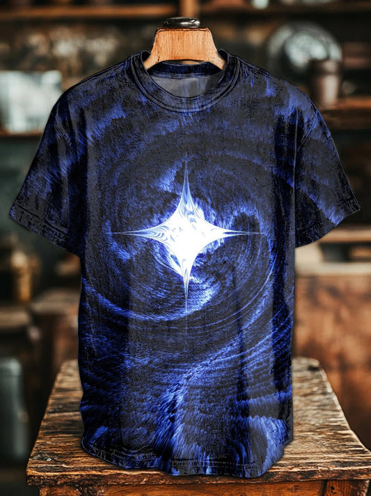 Retro Swirl Illustration Casual Loose Short Sleeve T-Shirt