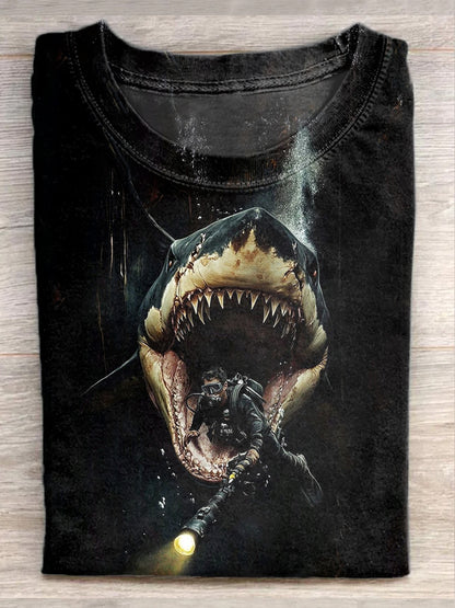 Fierce Shark Art Print Casual Tank Top