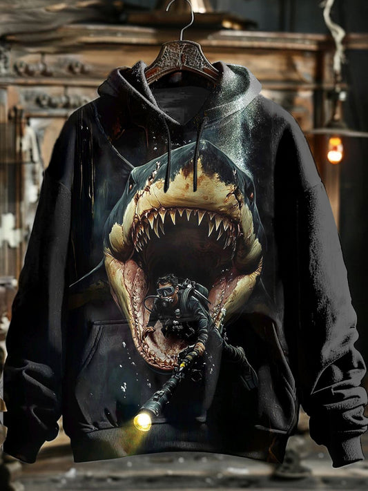 Fierce Shark Art Print Loose Casual Sweatshirt