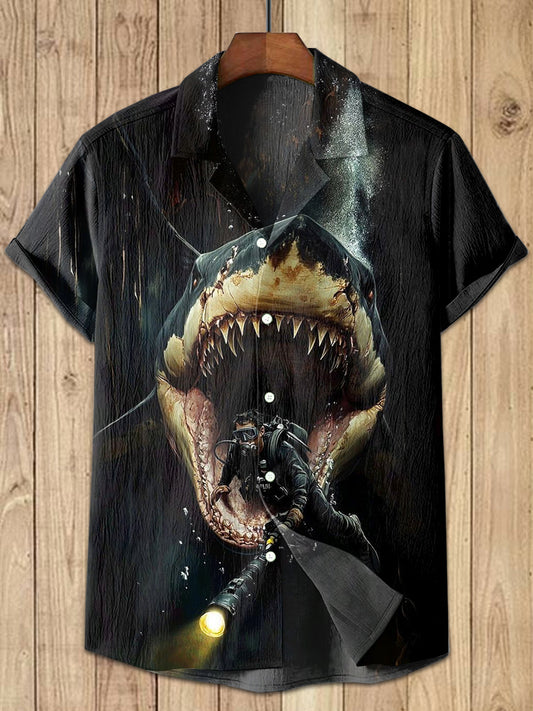 Fierce Shark Art Print Casual Shirt