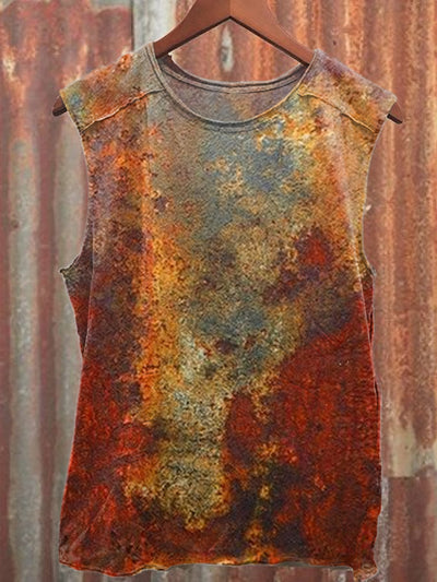 Retro Rust Print Casual Tank Top