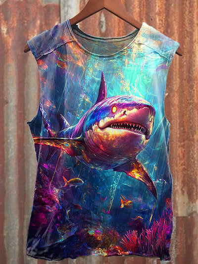 Men's Casual Colorful Shark Printed Tank Top
