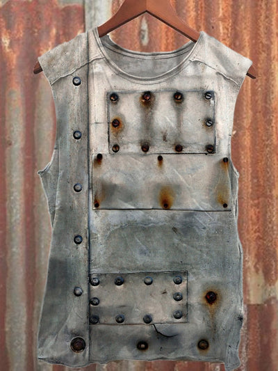 Retro Rust Print Casual Tank Top