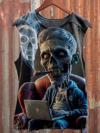 Men's Casual Skeleton Printed Tank Top