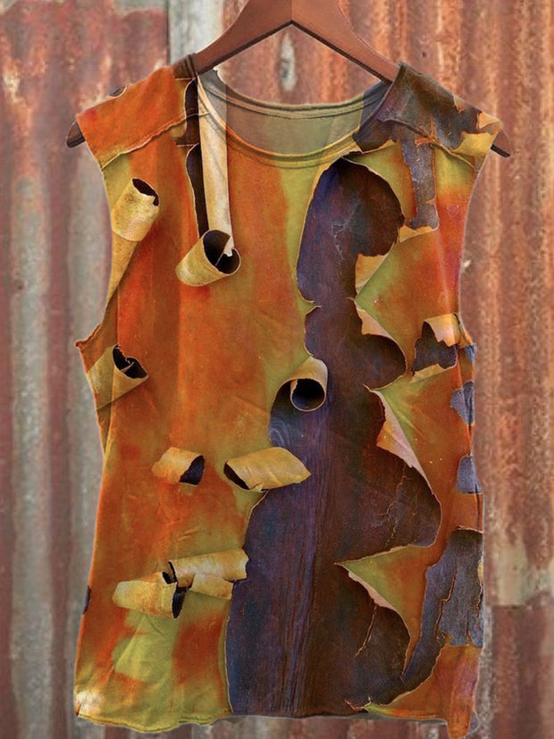 Retro Rust Print Casual Tank Top