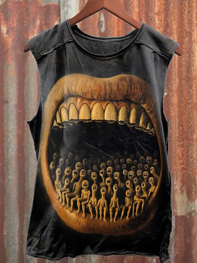 Funny Mouth Illustration Art Print Casual Tank Top