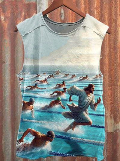 Men's Casual Funny Jesus Printed Tank Top