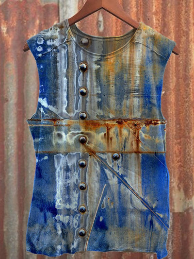 Retro Rust Print Casual Tank Top