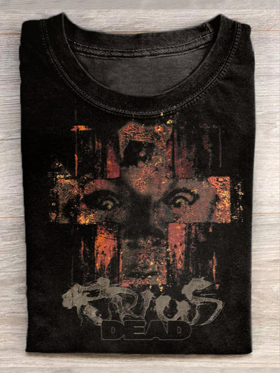 Vintage Jesus Cross Illustration Printed Casual Loose T-shirt