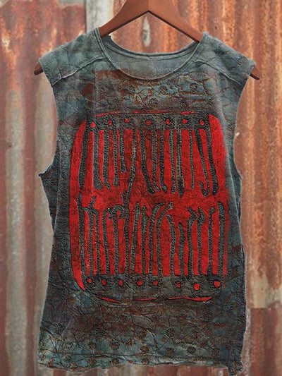 Retro Rust Print Casual Tank Top